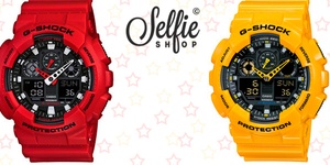 1 или 2 пары часов Casio G-Shock от интернет-магазина Selfie-Shop. Красные, черные, желтые, розовые - на любой вкус! Скидка до 80%